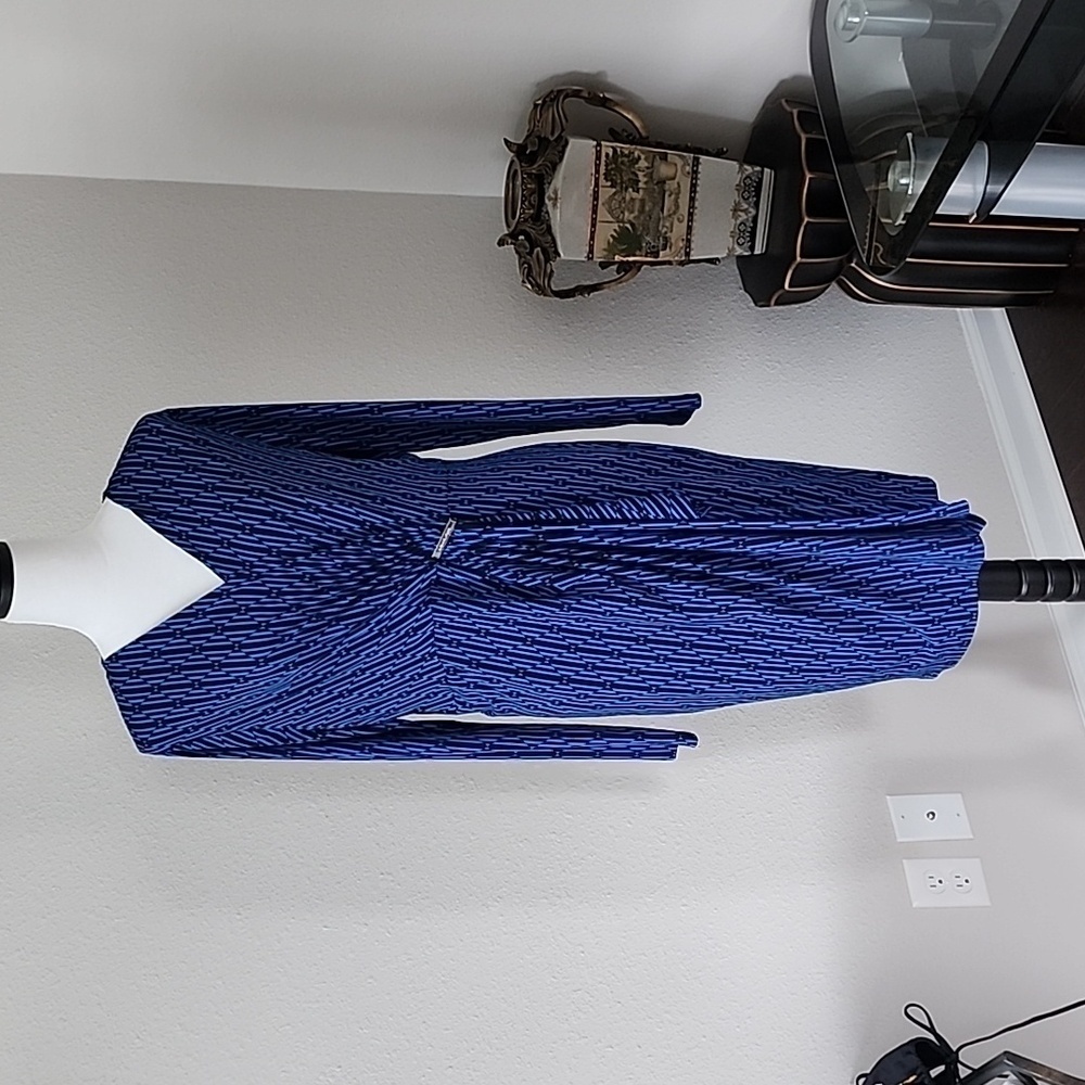 Michael Kors Blue Faux Wrap Dress